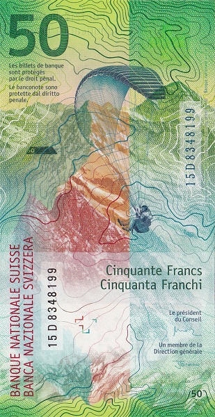Switzerland 50 Francs, Ninth Series - XF Variant